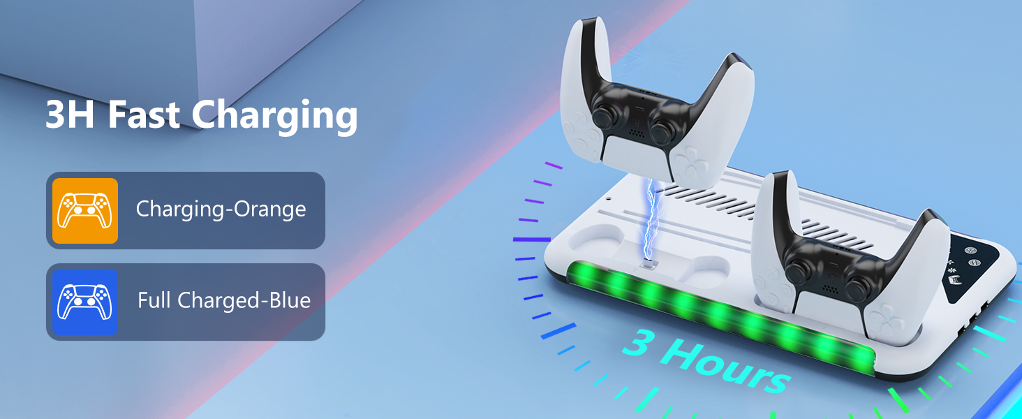 PS5 Slim Stand Cooling Station with Controller Charging Station for Playstation 5 PS5 Accessories