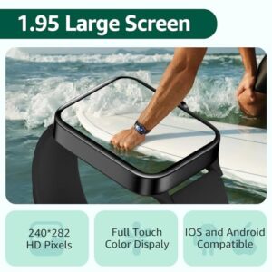1.95" Full Touch Screen Fitness Watch with Blood Pressure and Sleep Monitor