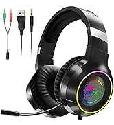 NJSJ Wired Gaming Headset with Mic for PC Xbox /PS4/PS5 with 50MM Driver,USB and 3.5mm Audio Jack...