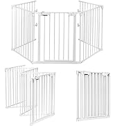 GYMAX Folding Pet Gate, Freestanding Wooden Dog Barrier with 360 Degree Flexible Hinges, Pet Safe...
