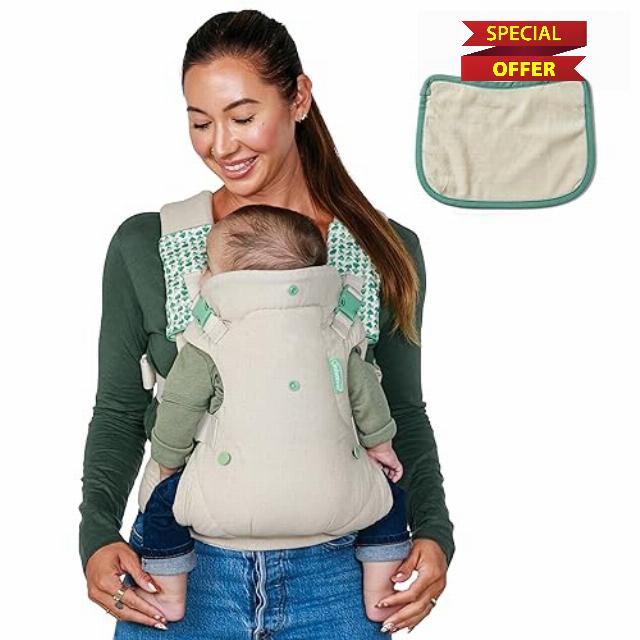 Infantino - Flip 4-in-1 Nature & Nurture Convertible Carrier - 4 Positions - Adjustable Lumbar - Waist Belt - Head Support - Ergonomic Seat - Padded Shoulder Straps - Recycled Materials - 1 Uni