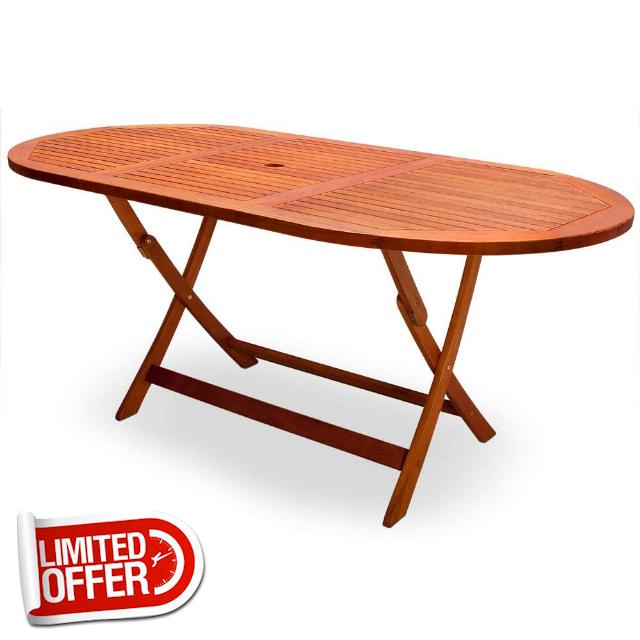 Deuba® Wooden Garden Table Alabama Dining Table | Foldable | FSC®-Certified Acacia Wood | 160 x 85 x 75 cm | Wood Patio Table Garden Table Garden Furniture