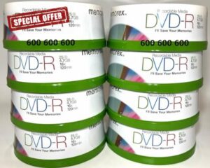 Memorex DVD-R 4.7GB 16X 600PK Cakebox Spindle 120Min Logo DVD-R 600 Blank Discs Disc 24 Tubs