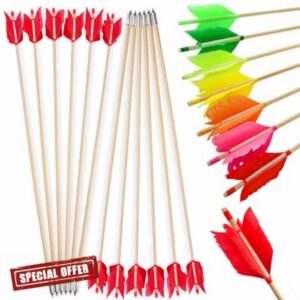 32Inch Archery Flu Flu Arrows Traditional Hunting Arrow 4 Pieces of Turkey Feather Wooden Arrow for Recurve Bow Longbow