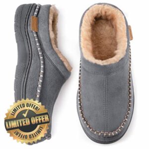 Zigzagger Men's Fuzzy Moccasin Slippers Indoor/Outdoor Fluffy House Shoes