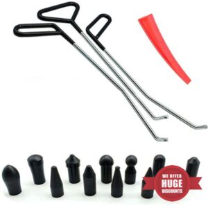 Hodeffior 14Pcs Dent Repair Tool Paintless Rods Body Dent Removal Tool with Hammer Head Tips And Door Wedge Auto Body Hail Damage Remover for Car Door Refrigerator black One