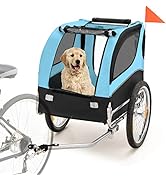 GYMAX Pet Bike Trailer, Folding Bicycle Cargo Trailer Hand Wagon with Coupler, Velcro, Removable ...