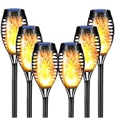 LQWELL Solar Lights Solar Torch Light for Outdoor Garden 4 Pieces 12 LED Solar Lamp with Realist...