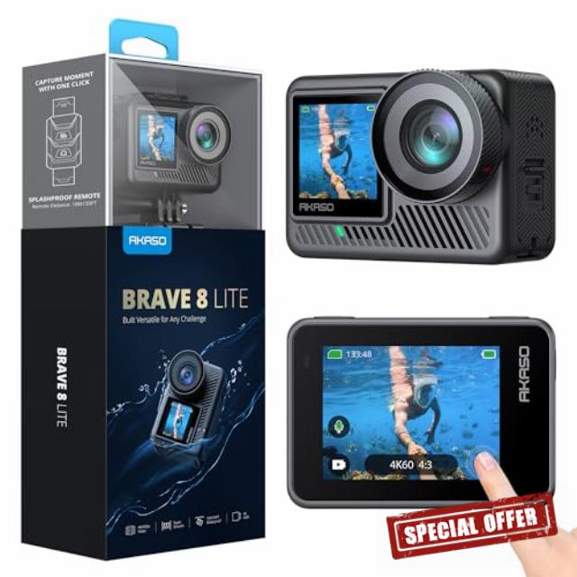 AKASO Brave 8 Lite Waterproof Action Camera - 4K60 Ultra HD Video