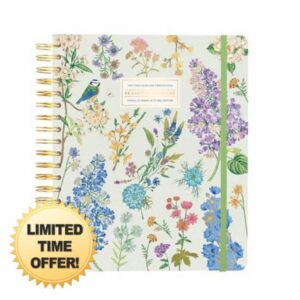Kokonote Seasonal Flowers Diary 2024-2025 | Desk Planner 8.3 x 9.8 in - 21 x 25 cm | 17 Months Academic Diary Week To View | August 2024 - December 2025 | Mid Year Diary 2024-2025 With Stickers & Tabs
