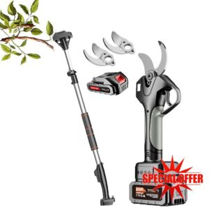 40mm Electric Garden Secateur - Long Reach Pruner with 2.1m Telescopic Pole