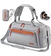 Gym Bag with Shoes Compartment and Wet Pocket; 42L Sport Travel Duffel Bag for Men and Women; Wee...