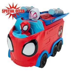 SPIDEY AND FRIENDS SNF0081 Web Spinning HAULER-8-Inch 3-in-1 Transforming Vehicle-Toys Featuring Your Friendly Neighbourhood Spideys