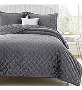 Aspire Homeware Single Duvet Cover Set Crushed Velvet Grey Bedding Bed Set - 2 Piece Ultra Soft Q...