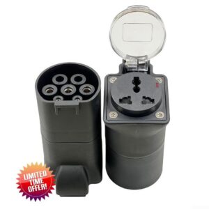 Oniissy Type 2 Adapter to Universal Socket – Versatile V2L Adapter Electric Vehicle Adapter for Charging Cars – Single Phase 16A (3.5kW) – IP46(Universal plug)