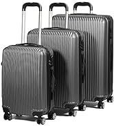 SA Products 3pc Hard Shell Suitcase Set - Lightweight Large Suitcase Set - ABS 3 Piece Luggage Se...