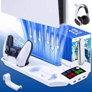 HARIKIKI PS5 Stand with Cooling Station and Dual Controller Charger for PS5 Console