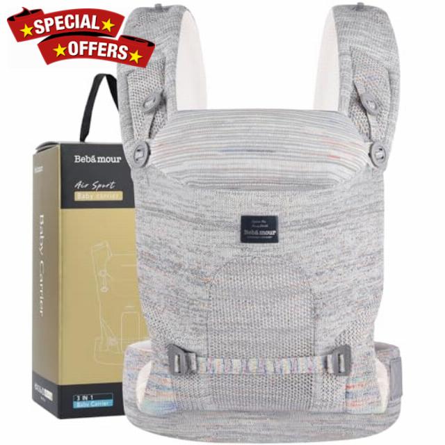 Bebamour Baby Carrier 4-Position Front and Back Baby Carrier with 2 Shoulder Bibs