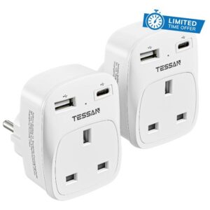 UK to European Travel Plug Adapter
