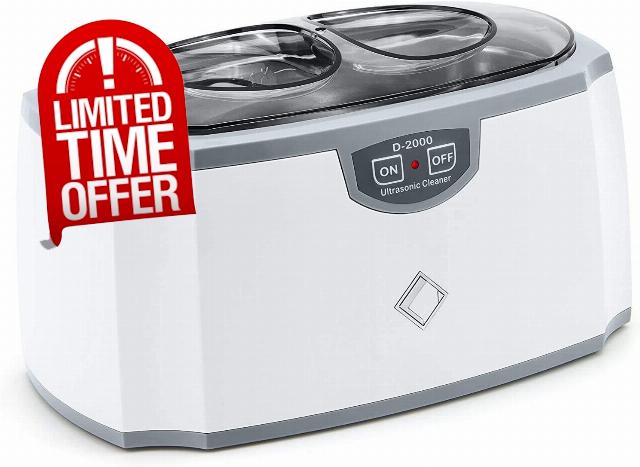 LifeBasis D-2000 Ultrasonic Cleaner Jewellery Cleaner Machine 420ML 45000Hz Silver Cleaner with Watch Stand for Cleaning Jewelry Necklaces Rings Glasses Watches Coins Razors Guin-ness Surger Tins