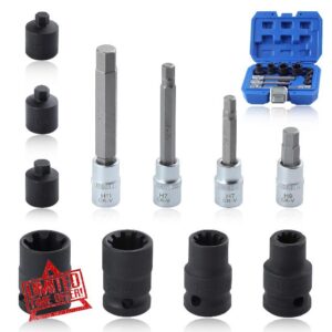 SPEEDWOX 11Pcs Brake Caliper Socket Set Impact Brake Caliper Special Socket Set and Bit Tool with Toolbox Brake Caliper Tool Fit for Benz BMW Audi Porsche H7 H8 H9 H11 10Pt 11.5Mm 15Mm 20Mm 7Pt 22Mm