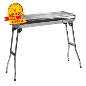 KCT Portable Folding BBQ Grill Stainless Steel Camping Picnic Outdoor Foldable Charcoal Barbecue Cooking