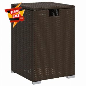 idaXL Propane Tank Cover Table – Brown Poly Rattan & Steel Frame