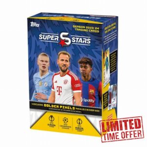 Topps UCC Superstars 23/24 - Value Box - 8 packets of UEFA Superstars 2024 including 4 Golden Pixel Parallel cards (8 cards per packet/64 cards)