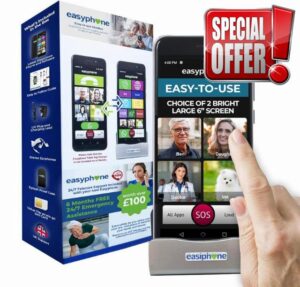 Easyphone Smartphone for Elderly with Tabletop Charger
