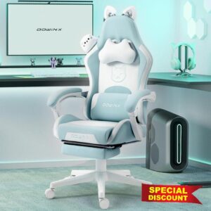 Dowinx Gaming Chair Cute with Cat Ears and Massage Lumbar Support