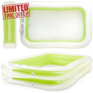 SUNMER Large Inflatable Family Paddling Pool - For Kids and Adults - Easy to Inflate and Deflate – 262cm x 175cm x 50cm - For Garden Parties