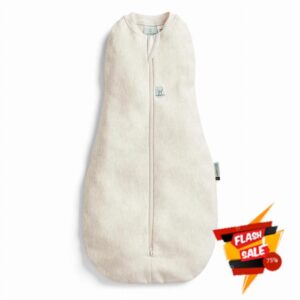 ergoPouch Organic All Seasons Cocoon Baby Swaddle & Sleeping Bag 1.0Tog | Oatmeal Marle | 0-3 Months (3-6kg / 7-13lb)