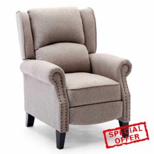 More4Homes CHARLOTTE MODERN FABRIC PUSHBACK RECLINER ARMCHAIR SOFA ACCENT CHAIR RECLINING (Pumice)
