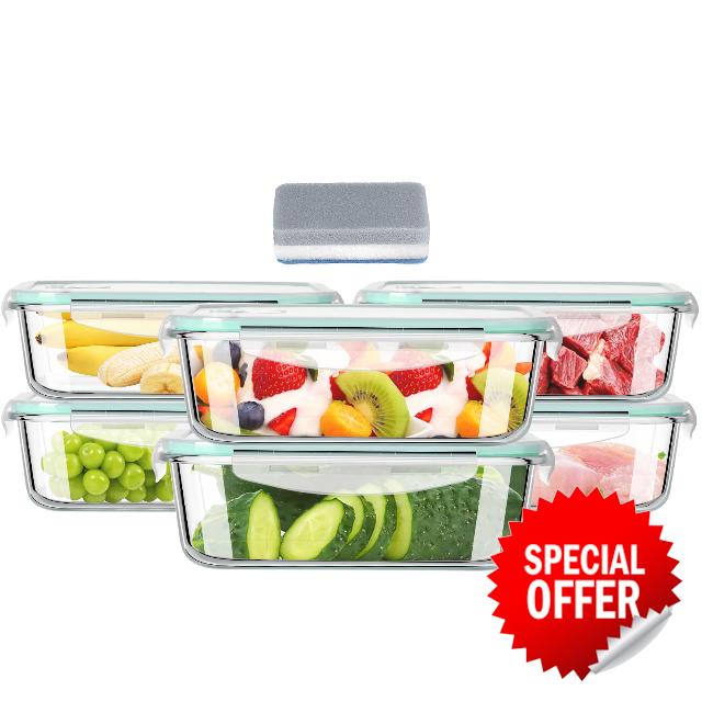 Hcrvvi 6pcs 1520ml Food Containers