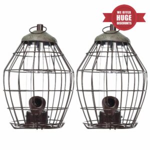 Perfectonish Squirrel Proof Bird Feeders UK Hanging Mount Grey Metal Bird seed Feeder (2)
