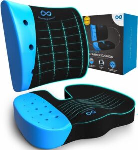 Everlasting Comfort Lumbar Support and Office Chair Cushion Combo - Gel Memory Foam Chair Cushions for Desk