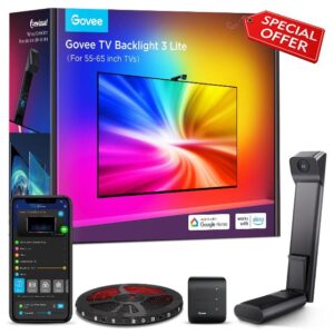 Govee TV Backlight 3 Lite with Fish-eye Correction Function Sync to 55-65 Inch TVs