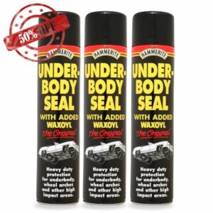 Hammerite 3× Black Underbody Seal Aerosol Spray Infused with Waxoyl 600ml Each for Superior Protectio