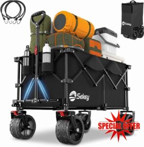 Sekey 200L Folding Festival Trolley with All-Terrain Extra Wide Wheels and Brake