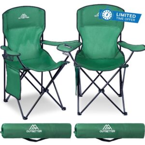 Vivo Technologies Set of 2 Camping Chair Lightweight Folding Portable Camping Chair with Cup Holder and Side Pocket 120kg Capacity for Outdoor