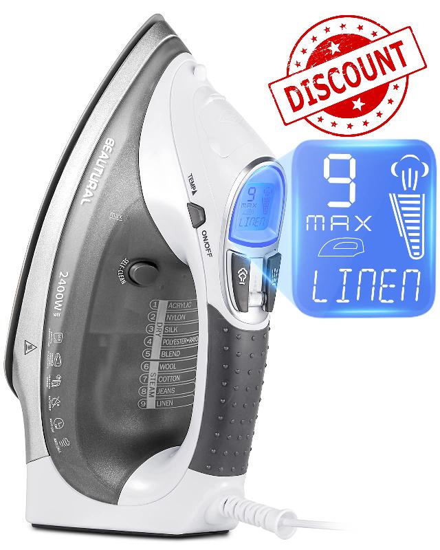 BEAUTURAL 2400 W Steam Iron with LCD Display