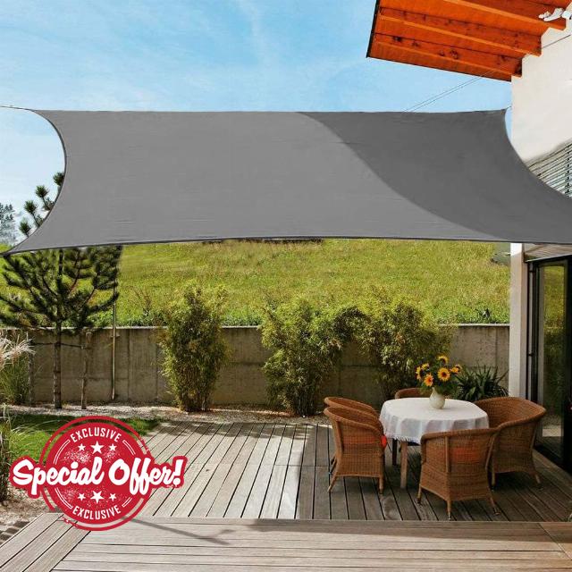 OldPAPA Sun Shade Sail Rectangle Water-resistant Sun Shade 95% UV Block Sunscreen Awning Garden Beach Patio Canopy Blue 3x5m