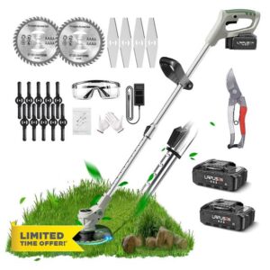 Metal Blade Cordless Strimmer 21v Grass Trimmers With 1 Pruning Shears 16 Blades 15cm Cutting Diameter Cordless Strimmer For Lawn Trimmingtwigsbrush Cutting