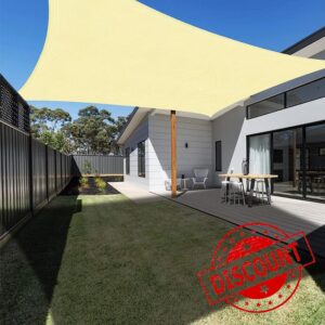 Ankuka Sun Shade Sail 4m x 5m Beige Rectangular Waterproof Garden Sun Sail Outdoor Patio Party Sunscreen Awning Canopy 98% UV Block With Rope