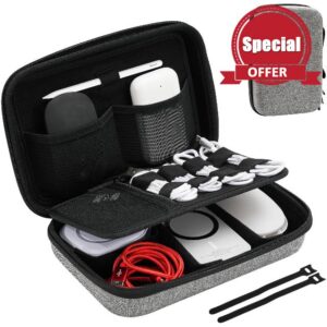ProCase Hard Travel Electronic Organizer Case for MacBook Power Adapter Chargers Cables Power Bank Apple Magic Mouse Apple Pencil USB Flash Disk SD Card Small Portable Accessories Bag -Darkgrey
