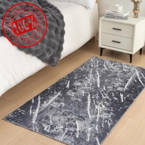 Vamcheer Machine Washable Modern Rug - 80x150CM Abstract Runner Rug for Doorway Entryway Soft Faux Short Pile Area Rugs for Living Room Non Slip Non Shedding Carpet for Bedroom Kitchen