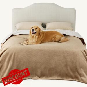 Lesure Waterproof Fleece Blanket Washable - 229x218cm Blanket For Large Dogs and Pets