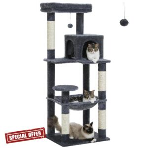 PAWZ Road Cat Tree for Large Cats with Metal Plush Big Hammock