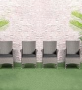 Outsunny 4 Seater Rattan Garden Furniture Set, 5 Pieces Rattan Outdoor Dining Set, Patio Conserva...
