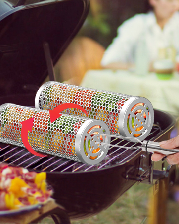 rolling bbq basket,Nesting Grill Baskets with Removable Wooden Handle